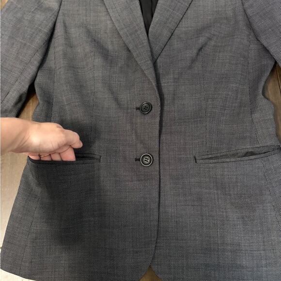 Women’s Theory Charcoal Gray Sz S Blazer Shoulder Pads Office Professional Wool - Picture 7 of 12
